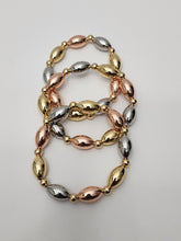 Load image into Gallery viewer, 18K 3 Tone Italian Gold Plated Beaded  Bracelet Set