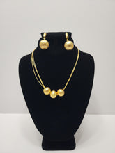 Load image into Gallery viewer, 18K Italian Gold Plated 3 Beads Necklace and Earring Set