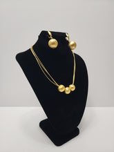Load image into Gallery viewer, 18K Italian Gold Plated 3 Beads Necklace and Earring Set