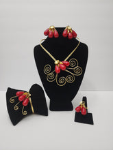 Load image into Gallery viewer, 18K Brazilian Gold Plated With Red Bead 4 in 1 Set