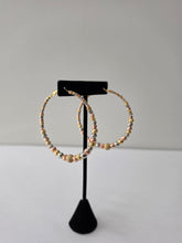 Load image into Gallery viewer, 18K Gold Plated Bold 3 Tone Beaded Hoop Earring