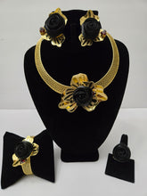Load image into Gallery viewer, 18K Gold Plated 4 in 1 With Black Flower Set