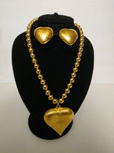 Load image into Gallery viewer, 18K Gold Plated Bold Ball Necklace with Love/Heart Earring and Pendant Set
