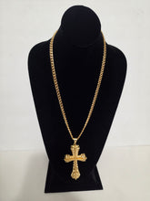 Load image into Gallery viewer, 18K Gold Plated 24" Long Cuban Necklace with Cross Pendant