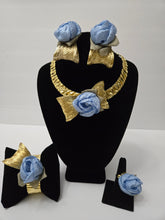 Load image into Gallery viewer, 18K Gold Plated 4 in 1 Party Set With Blue Flower