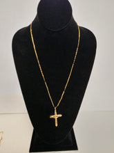 Load image into Gallery viewer, 18K Gold Plated 24" Thinny Blade and Carpet Necklace with Cross Pendant