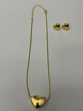 Load image into Gallery viewer, 18K Gold Plated Simple Heart Chocker Necklace and Earring Set