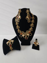 Load image into Gallery viewer, 18K Gold Plated 4 in 1 Set With Brown Stone