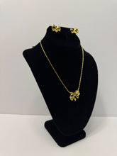 Load image into Gallery viewer, 18K Gold Plated Simple Bow Necklace and Earring Set