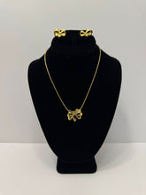 Load image into Gallery viewer, 18K Gold Plated Simple Bow Necklace and Earring Set