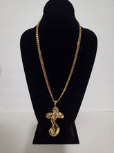 Load image into Gallery viewer, 18K Gold Plated 24" Long Cuban Necklace with Bold Cross
