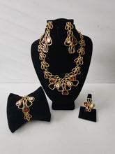 Load image into Gallery viewer, 18K Gold Plated 4 in 1 Set With Brown Stone