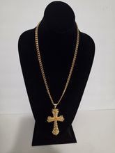Load image into Gallery viewer, 18K Gold Plated 24" Long Cuban Necklace with Cross Pendant