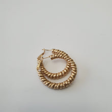 Load image into Gallery viewer, 18K BRAZILIAN GOLD PLATED TWISTED HOOP EARRINGS