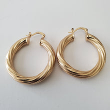 Load image into Gallery viewer, 18K BRAZILIAN GOLD PLATED TWISTED HOOP EARRINGS