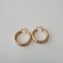 Load image into Gallery viewer, 18K BRAZILIAN GOLD PLATED TWISTED HOOP EARRINGS