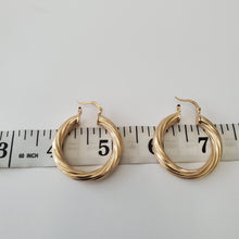 Load image into Gallery viewer, 18K BRAZILIAN GOLD PLATED TWISTED HOOP EARRINGS