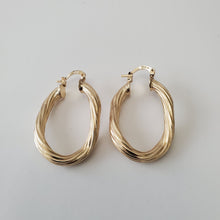 Load image into Gallery viewer, 18K BRAZILIAN GOLD PLATED TWISTED HOOP EARRINGS