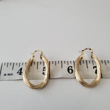 Load image into Gallery viewer, 18K BRAZILIAN GOLD PLATED TWISTED HOOP EARRINGS