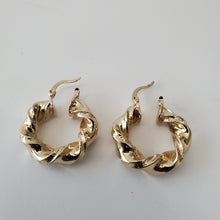 Load image into Gallery viewer, 18K BRAZILIAN GOLD PLATED TWISTED HOOP EARRINGS