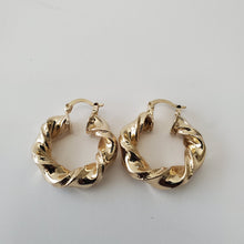 Load image into Gallery viewer, 18K BRAZILIAN GOLD PLATED TWISTED HOOP EARRINGS