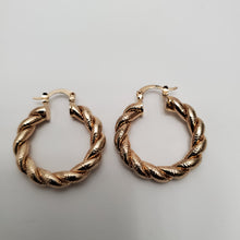 Load image into Gallery viewer, 18K BRAZILIAN GOLD PLATED TWISTED HOOP EARRINGS
