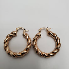 Load image into Gallery viewer, 18K BRAZILIAN GOLD PLATED TWISTED HOOP EARRINGS
