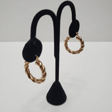 Load image into Gallery viewer, 18K BRAZILIAN GOLD PLATED TWISTED HOOP EARRINGS