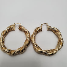 Load image into Gallery viewer, 18K BRAZILIAN GOLD PLATED TWISTED HOOP EARRINGS