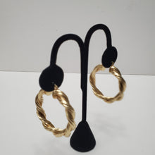 Load image into Gallery viewer, 18K BRAZILIAN GOLD PLATED TWISTED HOOP EARRINGS