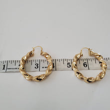 Load image into Gallery viewer, 18K BRAZILIAN GOLD PLATED TWISTED HOOP EARRINGS