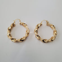 Load image into Gallery viewer, 18K BRAZILIAN GOLD PLATED TWISTED HOOP EARRINGS