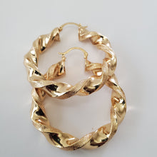 Load image into Gallery viewer, 18K BRAZILIAN GOLD PLATED TWISTED HOOP EARRINGS
