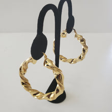 Load image into Gallery viewer, 18K BRAZILIAN GOLD PLATED TWISTED HOOP EARRINGS
