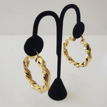 Load image into Gallery viewer, 18K BRAZILIAN GOLD PLATED TWISTED HOOP EARRINGS