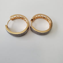 Load image into Gallery viewer, 18K BRAZILIAN GOLD PLATED CZ HOOP EARRINGS