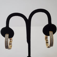 Load image into Gallery viewer, 18K BRAZILIAN GOLD PLATED CZ HOOP EARRINGS