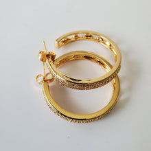 Load image into Gallery viewer, 18K BRAZILIAN GOLD PLATED CZ HOOP EARRINGS