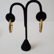 Load image into Gallery viewer, 18K BRAZILIAN GOLD PLATED CZ HOOP EARRINGS