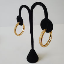 Load image into Gallery viewer, 18K BRAZILIAN GOLD PLATED CZ HOOP EARRINGS