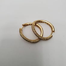 Load image into Gallery viewer, 18K ITALIAN GOLD PLATED CZ HOOP EARRINGS