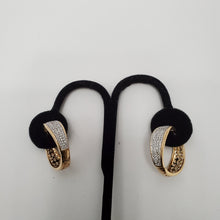 Load image into Gallery viewer, 18K ITALIAN GOLD PLATED CZ HOOP EARRINGS