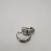 Load image into Gallery viewer, 18K ITALIAN WHITE GOLD PLATED BUCKLE EARRINGS