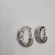 Load image into Gallery viewer, 18K ITALIAN WHITE GOLD PLATED BUCKLE EARRINGS