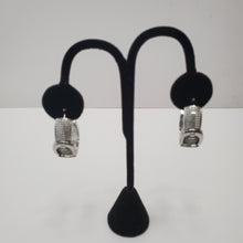 Load image into Gallery viewer, 18K ITALIAN WHITE GOLD PLATED BUCKLE EARRINGS