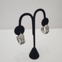 Load image into Gallery viewer, 18K ITALIAN WHITE GOLD PLATED BUCKLE EARRINGS