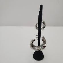 Load image into Gallery viewer, 18K ITALIAN WHITE GOLD PLATED BUCKLE EARRINGS