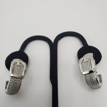 Load image into Gallery viewer, 18K ITALIAN WHITE GOLD PLATED BUCKLE EARRINGS