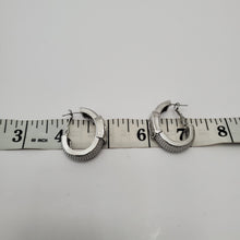 Load image into Gallery viewer, 18K ITALIAN WHITE GOLD PLATED BUCKLE EARRINGS