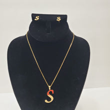 Load image into Gallery viewer, 18K GOLD PLATED ALPHABET S EARRING AND PENDANT SET